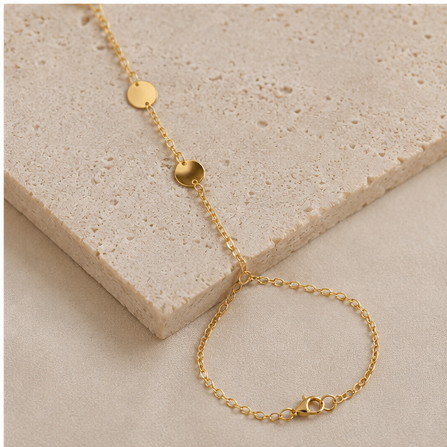 Minimal Gold Renk Şahmeran Bileklik – Plaka Detaylı